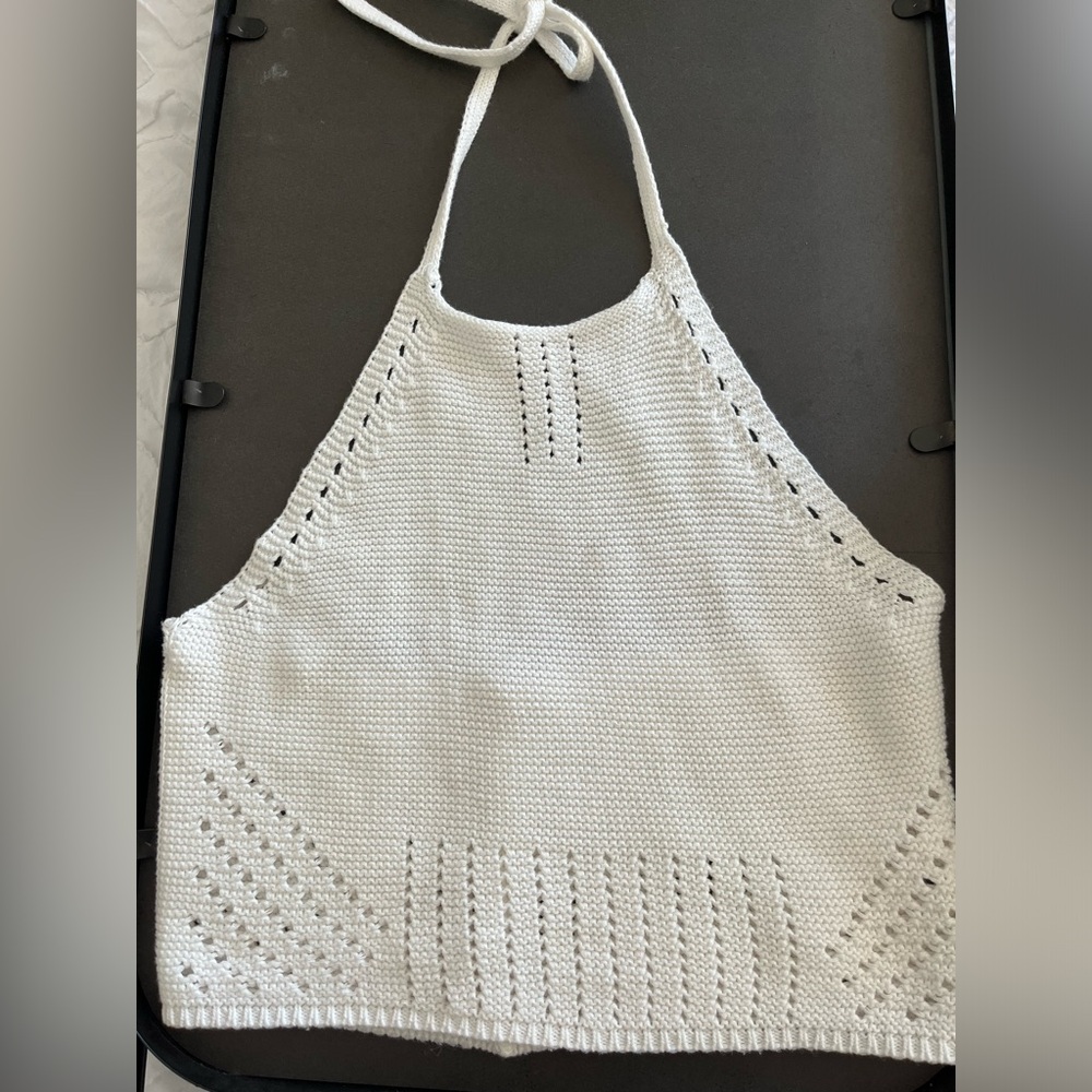 Garage Women's Small White Crochet Halter Top